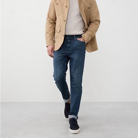 MENS BANANA REPUBLIC Medium Wash Travel Slim Straight Leg Denim Jeans 33 30